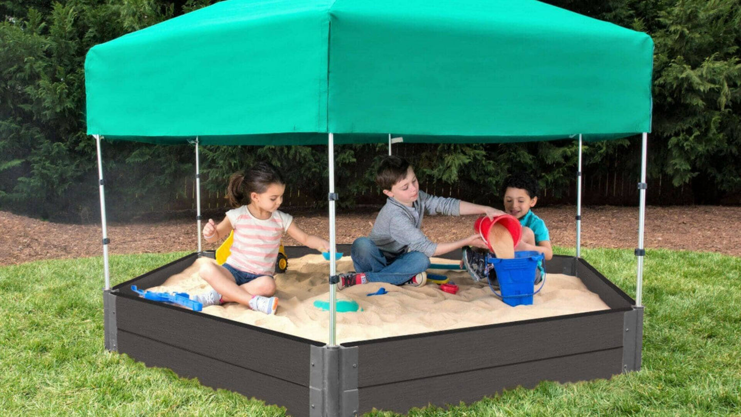 7' x 8' Composite Hexagon Sandbox - 2 Inch Profile Sandboxes Frame It All 