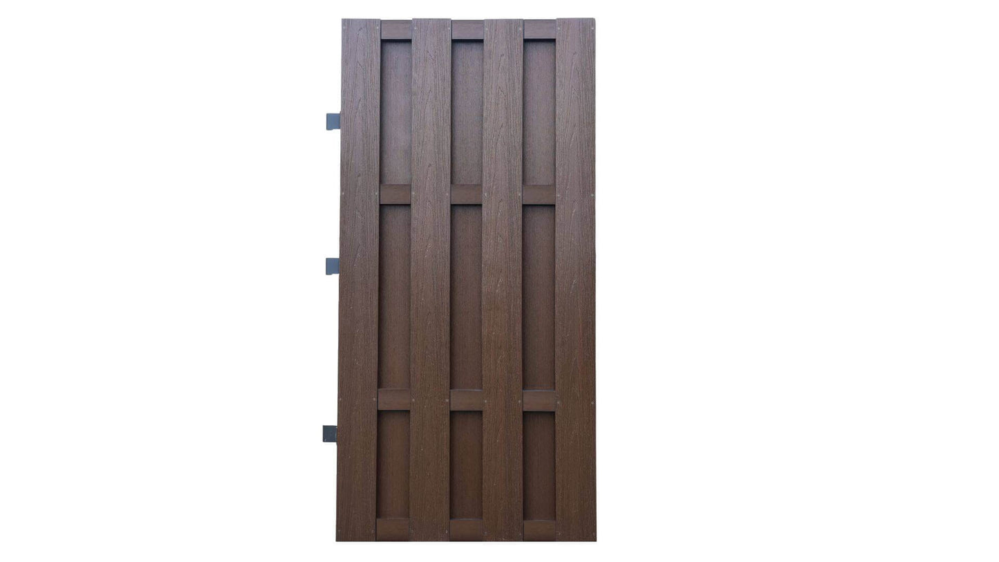 Cap Composite Pre-Assembled Fence Panels (Request a Sample) Fence Frame It All Mahogany Flat Top Shadowbox Gate - 36" x 72"