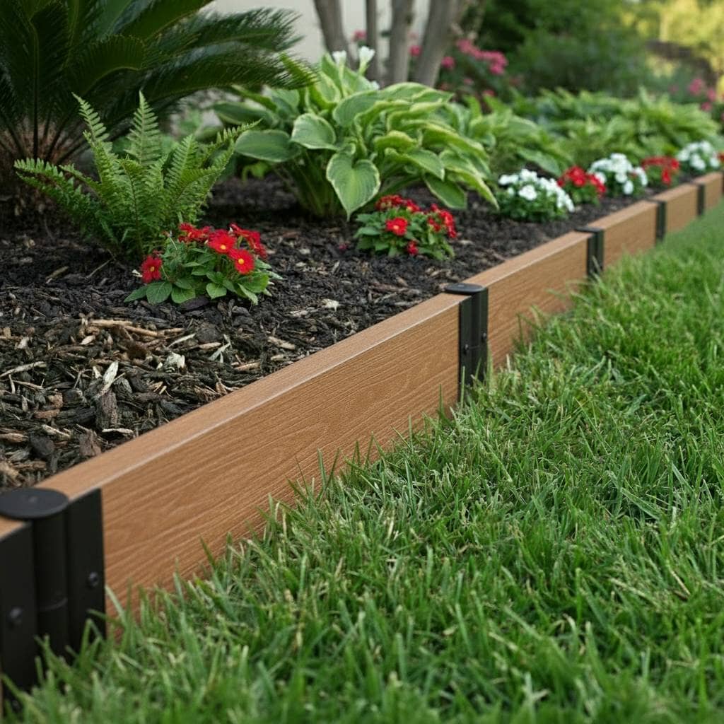 Composite Landscape Edging Kit Landscape Edging Frame It All Teak Straight 2" Profile 16 Feet (4 Boards)