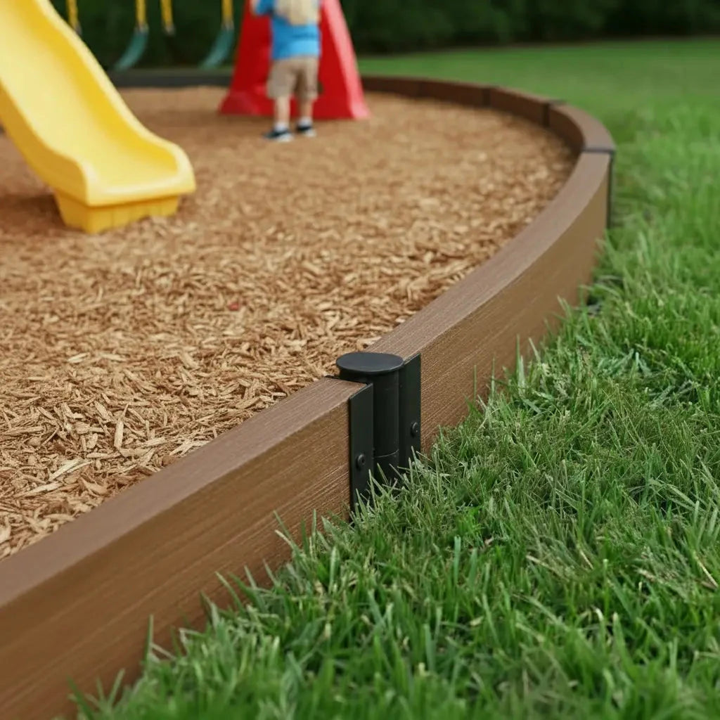Composite Playground Border Kit Playground Borders Frame It All Hickory Curved 2" Profile 16 Feet (4 Boards)