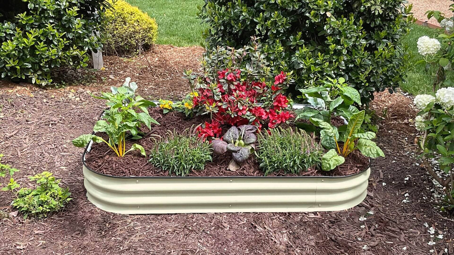 VegHerb's Ivory White 6-in-1 Metal Raised Garden Bed - (8" Height) Gardening VegHerb