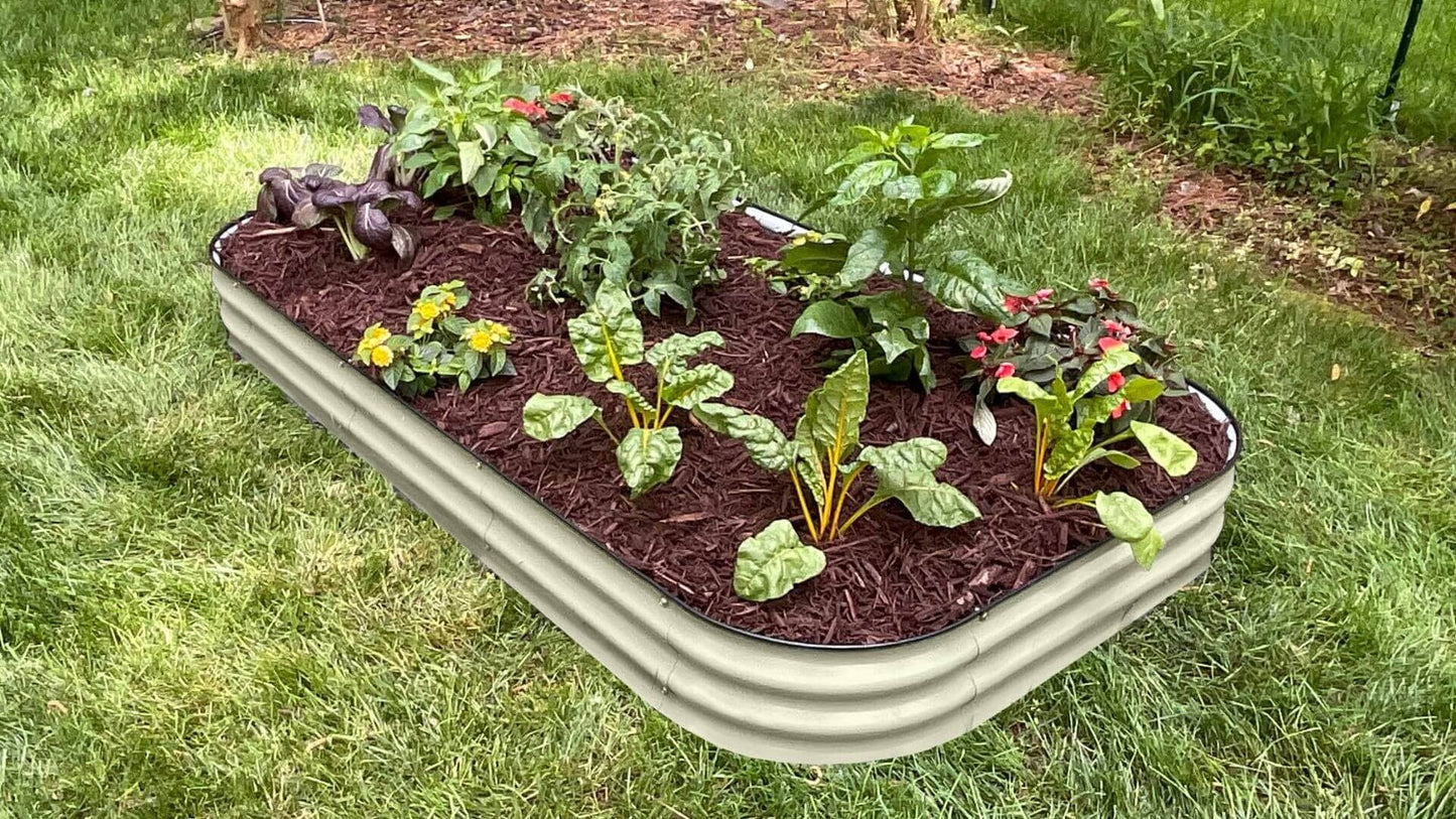 VegHerb's Ivory White 9-in-1 Metal Raised Garden Bed (8" Height) Gardening VegHerb