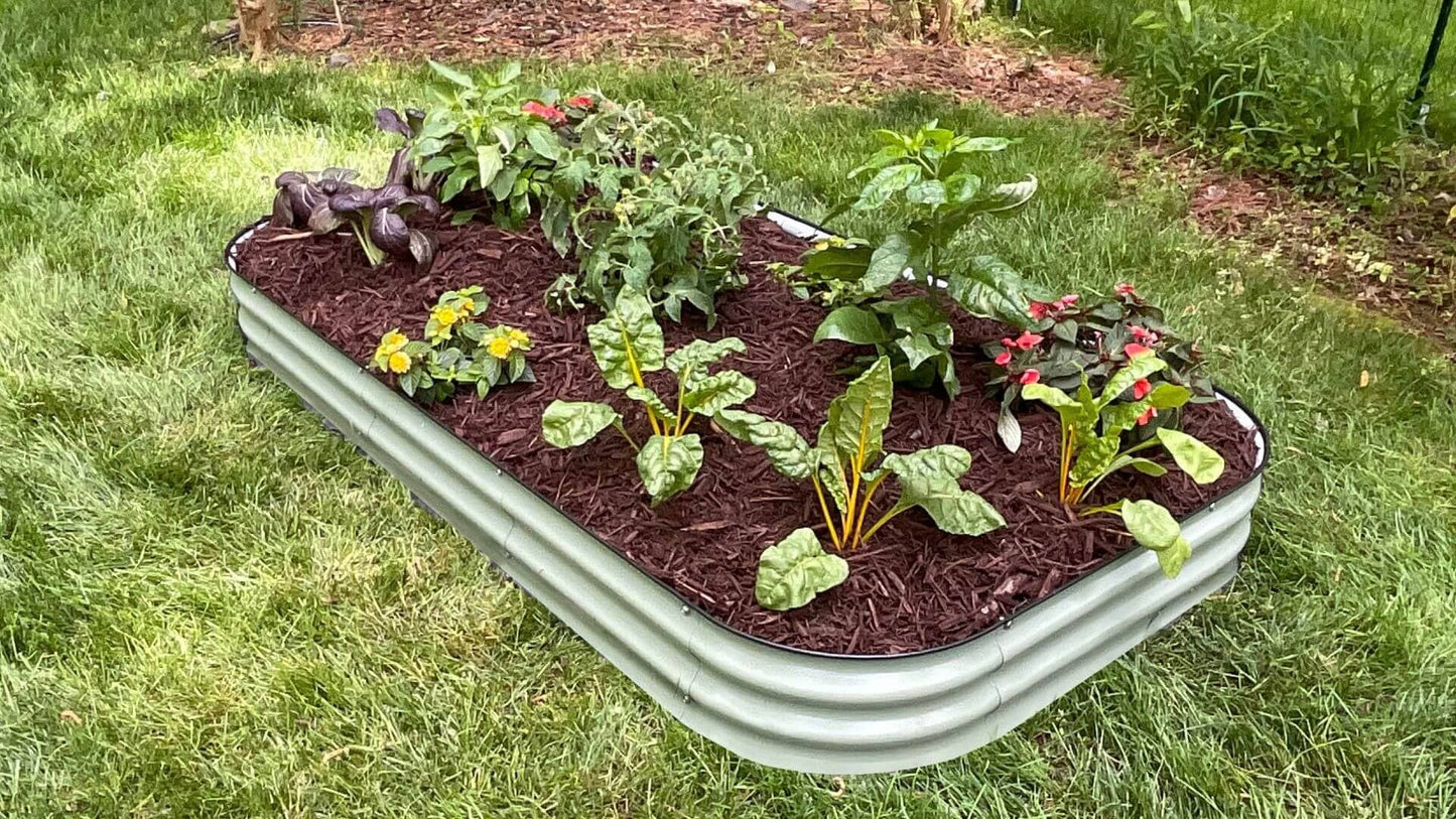 VegHerb's Sea Green 9-in-1 Metal Raised Garden Bed (8" Height) Gardening VegHerb