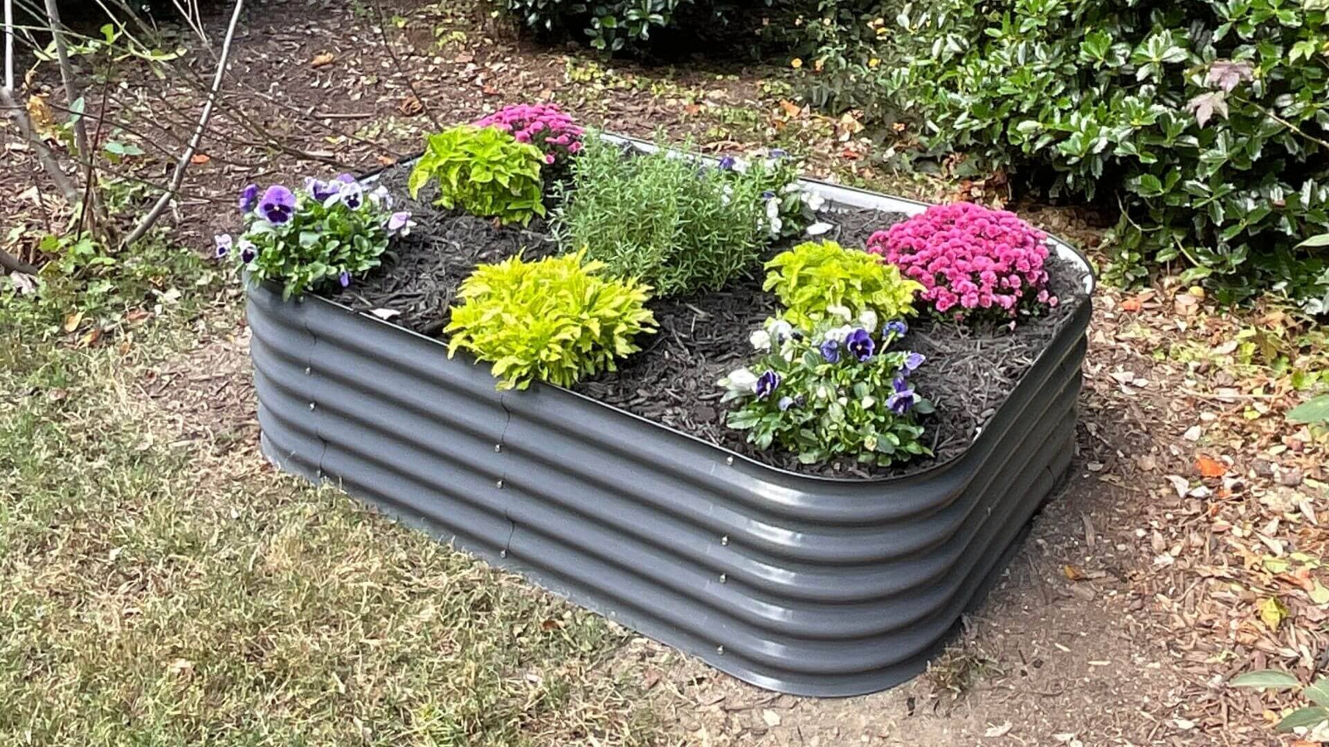 VegHerb's Slate Gray 6-in-1 Metal Raised Garden Bed (17" Height) Gardening VegHerb