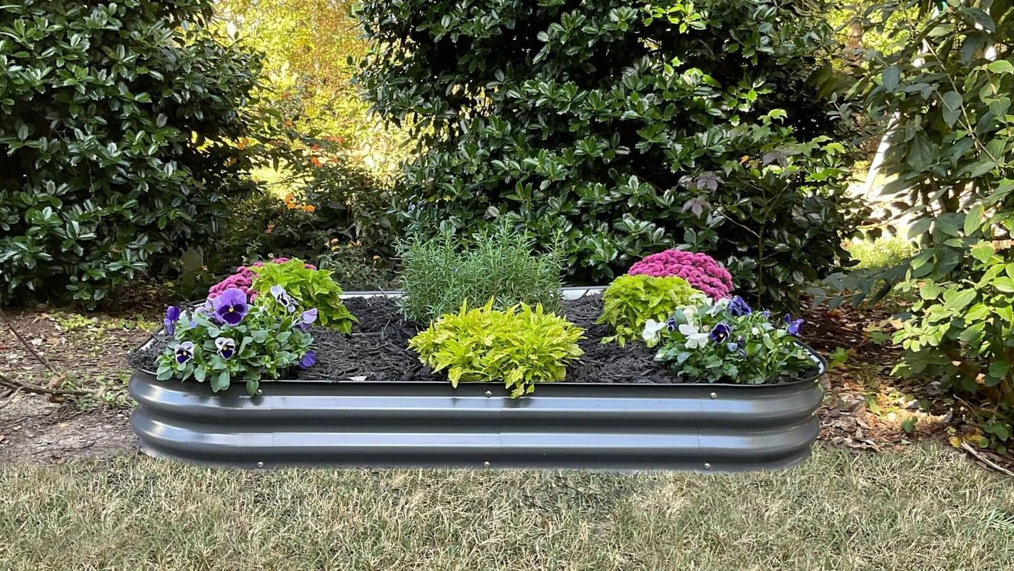 VegHerb's Slate Gray 6-in-1 Metal Raised Garden Bed - (8" Height) Gardening VegHerb