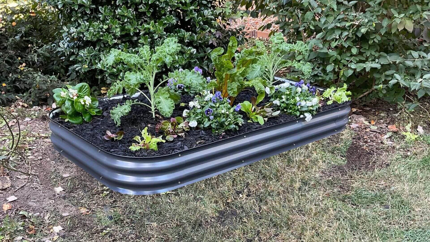 VegHerb's Slate Gray 9-in-1 Metal Raised Garden Bed (8" Height) Gardening VegHerb