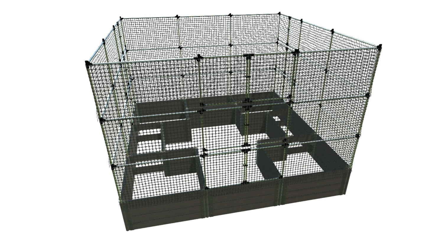 Walk-In Center Cross 12' x 12' Animal Barrier Raised Garden Bed - 2" Profile - GardenBLOX Classic Raised Garden Beds Frame It All Weathered Wood 2 Inch 22" 6'