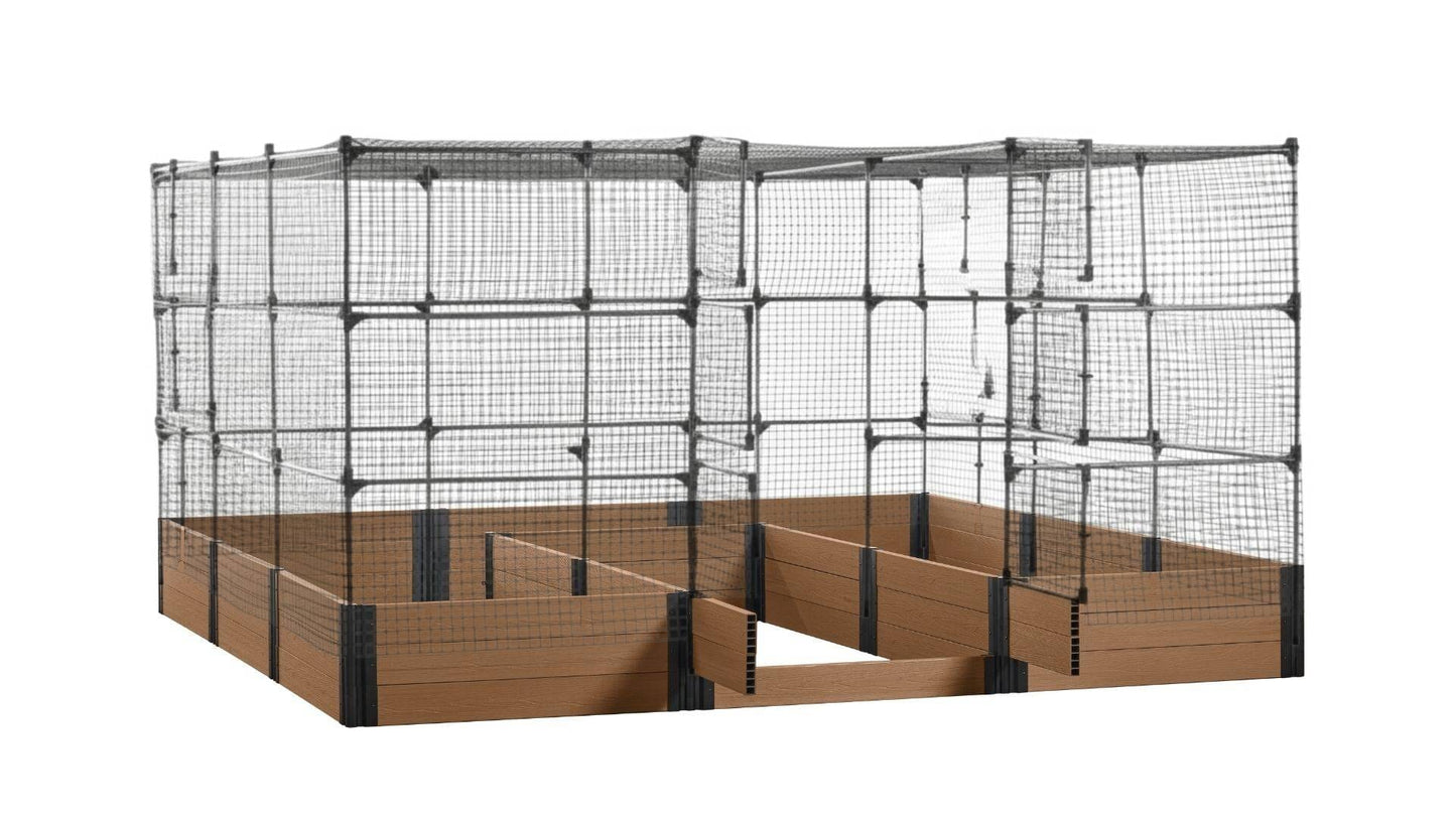 Walk-in Jumbo-U 12' x 12' Animal Barrier Raised Garden Bed - GardenBLOX Capped Raised Garden Beds Frame It All Hickory 16.5" 6' + Netting Roof