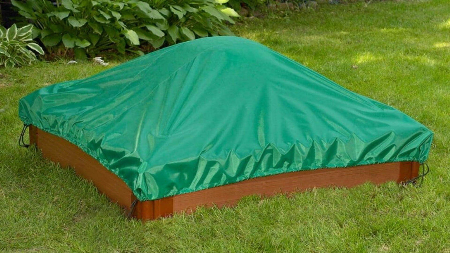 4' x 4' Composite Square Sandbox - 2 Inch Profile Sandboxes Frame It All Classic Sienna 2 Inch 5.5" Sandbox + Tarp Cover