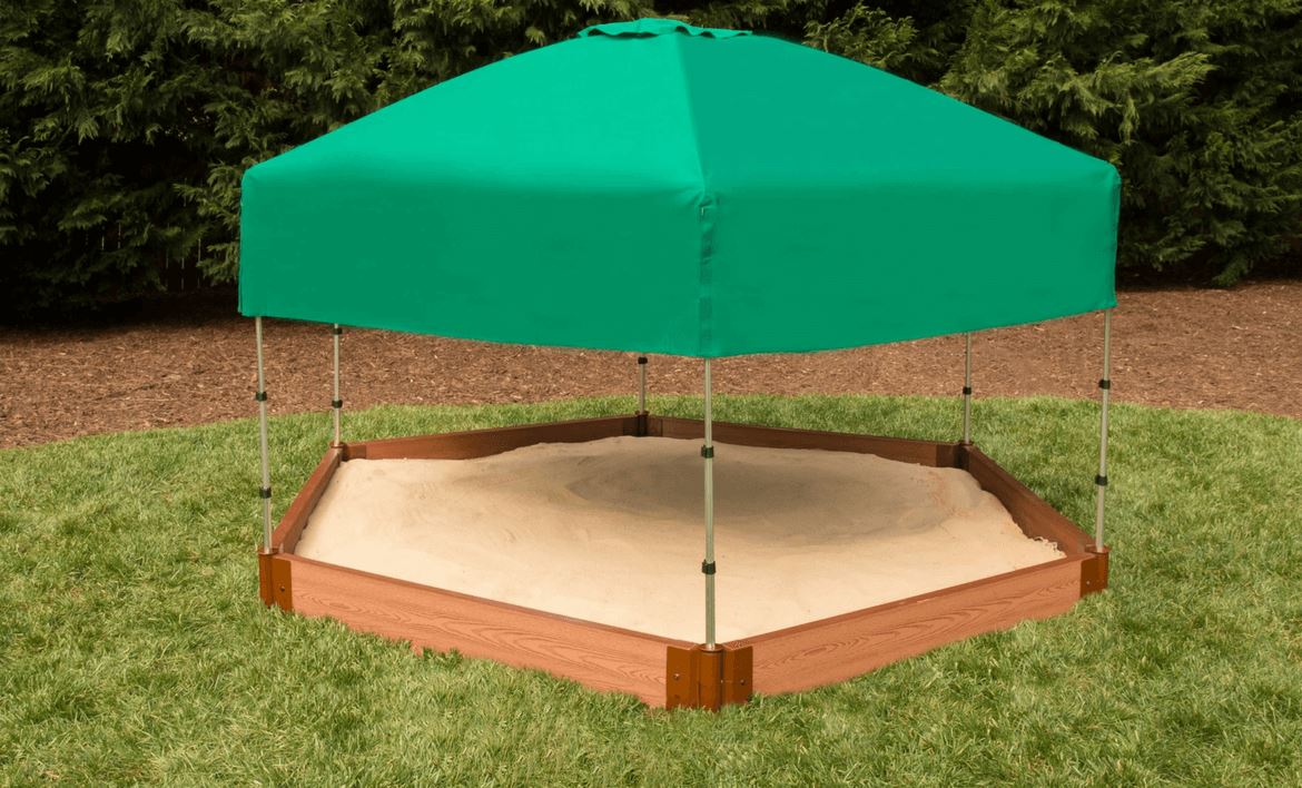 7' x 8' Composite Hexagon Sandbox - 2 Inch Profile Sandboxes Frame It All Classic Sienna 2 Inch 5.5" Sandbox + Canopy Cover