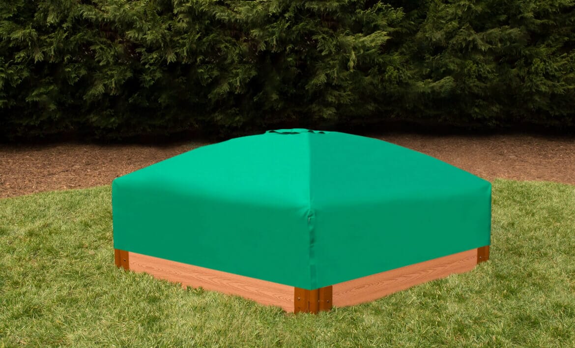 7' x 8' Composite Hexagon Sandbox - 2 Inch Profile Sandboxes Frame It All Classic Sienna 2 Inch 5.5" Sandbox + Cover