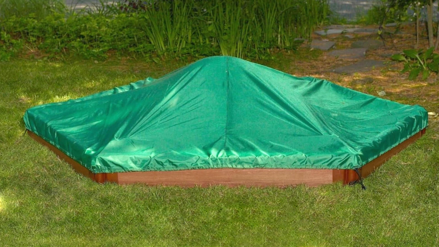 7' x 8' Composite Hexagon Sandbox - 2 Inch Profile Sandboxes Frame It All Classic Sienna 2 Inch 5.5" Tarp Cover