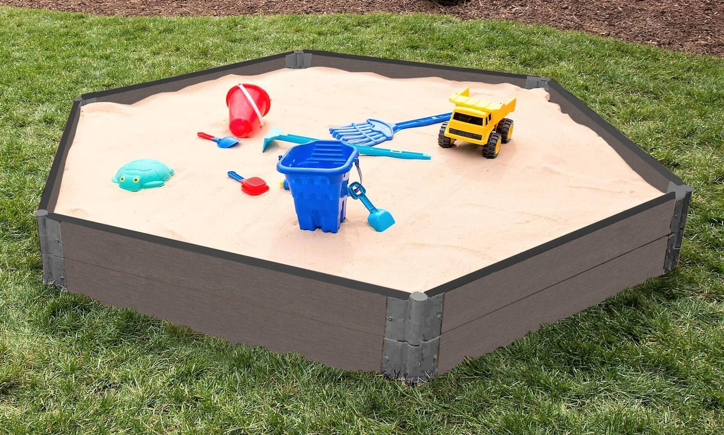 7' x 8' Composite Hexagon Sandbox - 2 Inch Profile Sandboxes Frame It All Weathered Wood 2 Inch 11" Sandbox Only