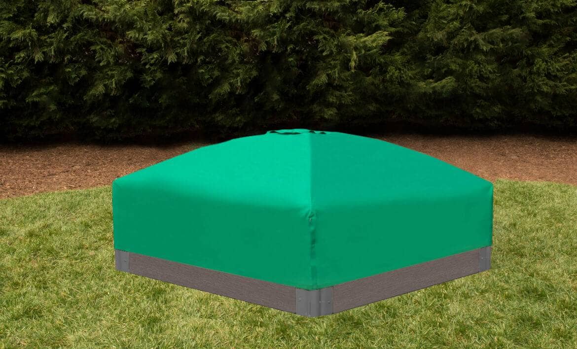 7' x 8' Composite Hexagon Sandbox - 2 Inch Profile Sandboxes Frame It All Weathered Wood 2 Inch 5.5" Sandbox + Cover