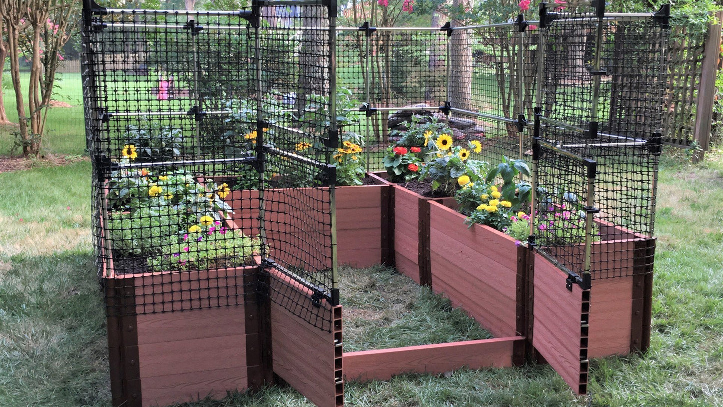 Classic Sienna 2" Profile 'Alamo' 8' x 8' Animal Barrier Raised Garden Bed Raised Garden Beds Frame It All 4 Levels = 22 Inches 4 Foot None
