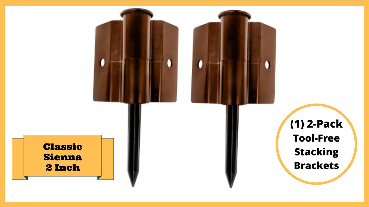 Classic Sienna Tool-Free Snap-Lock Raised Garden Bed Brackets – 2” Stacking Bracket (2 pack Brown) Parts Frame It All Brown Brackets 2"