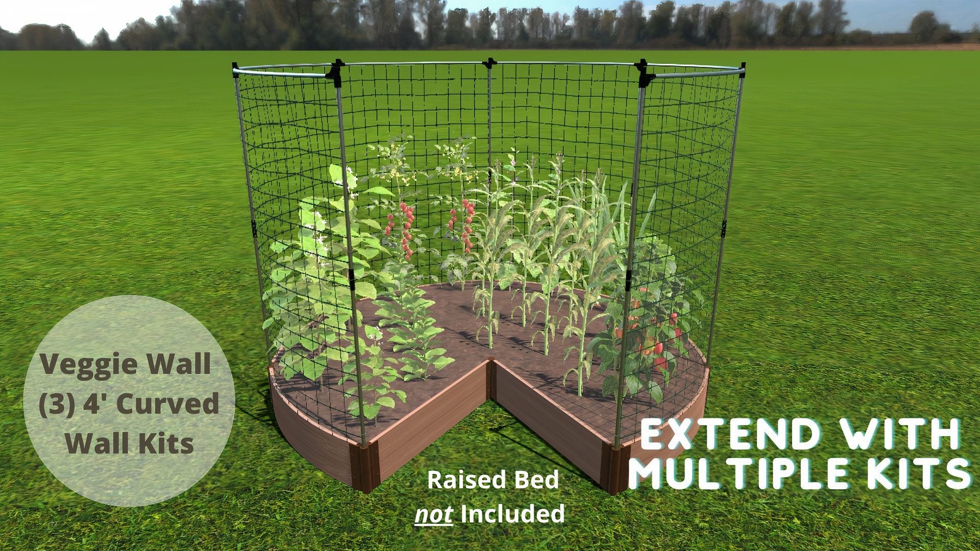 (NEW PRODUCT) Stack & Extend 'Veggie Wall' - 4 Foot Wide Curved Panels Accessories Frame It All