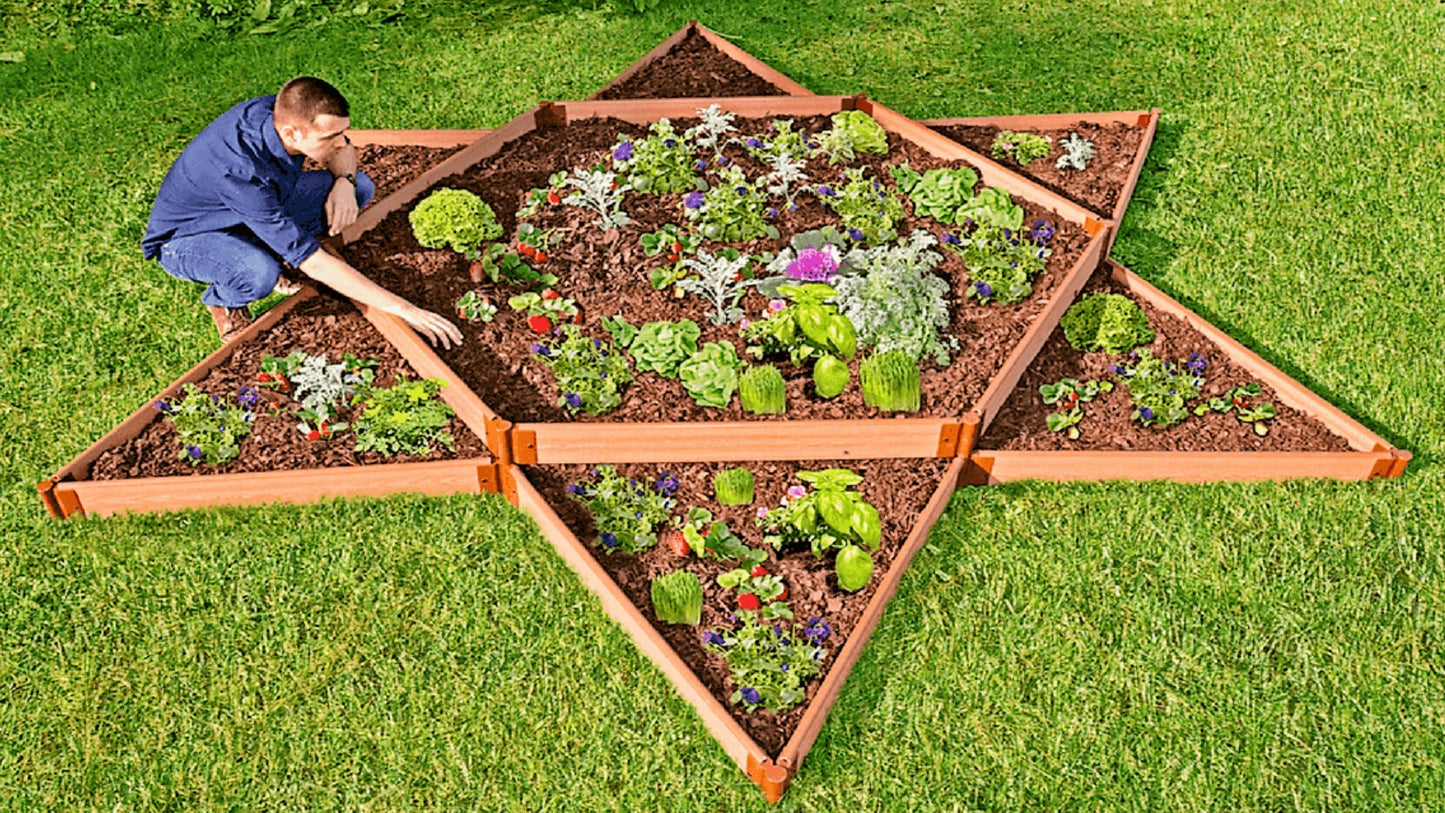 Tool-Free 'Garden Star' - 12’ x 12’ x 11” Terrace Garden Raised Bed (Double Tier) Raised Garden Beds Frame It All Classic Sienna 1"