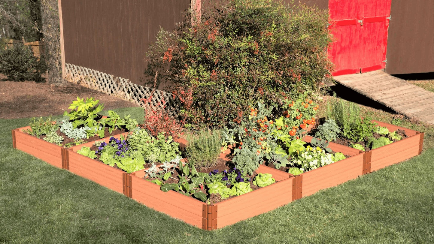 Tool-Free 'L-Shaped' 12' x 12' Raised Garden Bed Raised Garden Beds Frame It All Classic Sienna 1" 2 = 11"