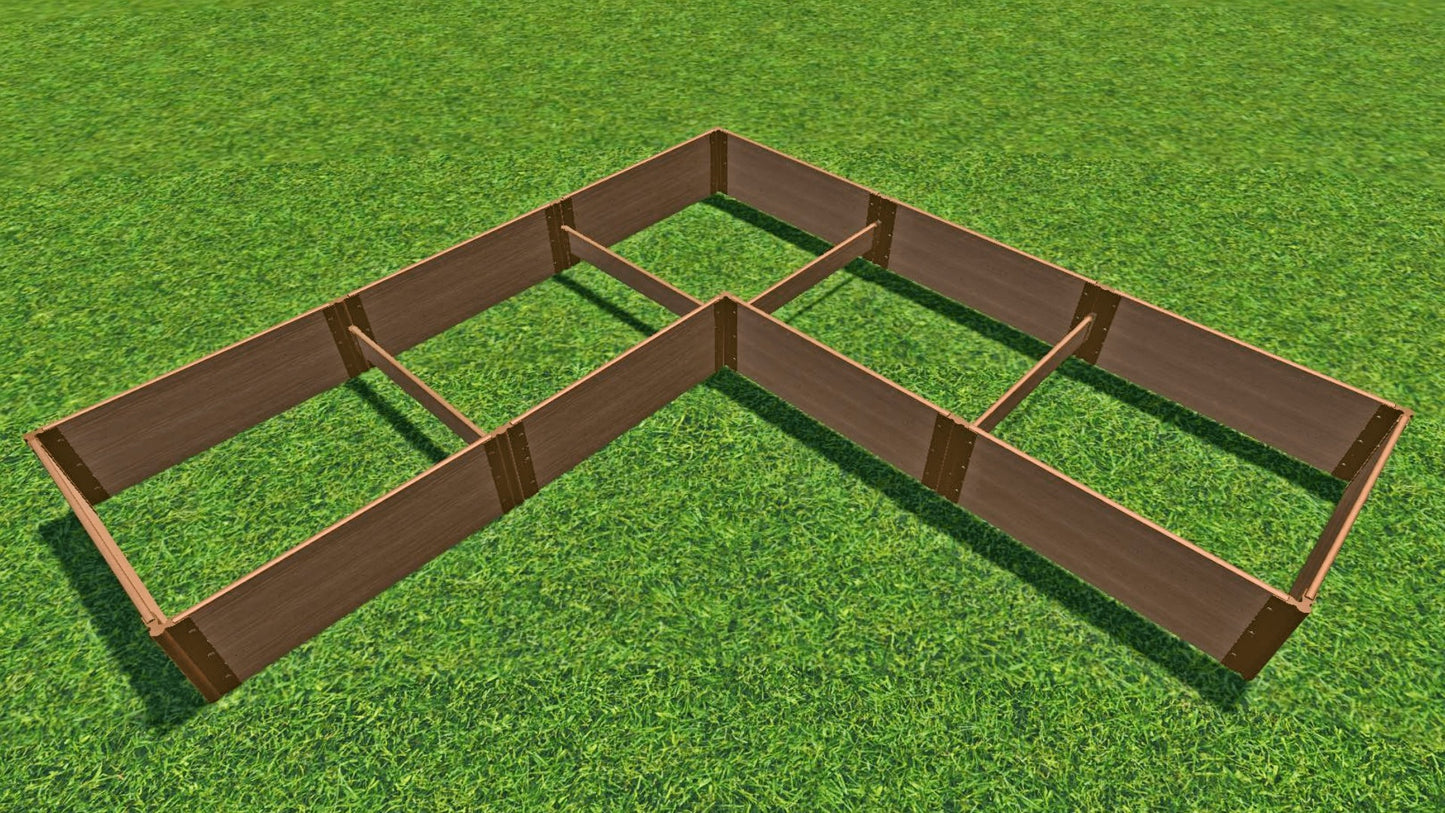 Tool-Free 'L-Shaped' 12' x 12' Raised Garden Bed Raised Garden Beds Frame It All Classic Sienna 1" 3 = 16.5"