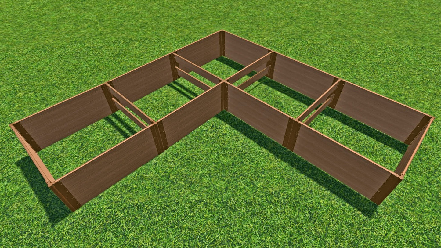 Tool-Free 'L-Shaped' 12' x 12' Raised Garden Bed Raised Garden Beds Frame It All Classic Sienna 1" 4 = 22"