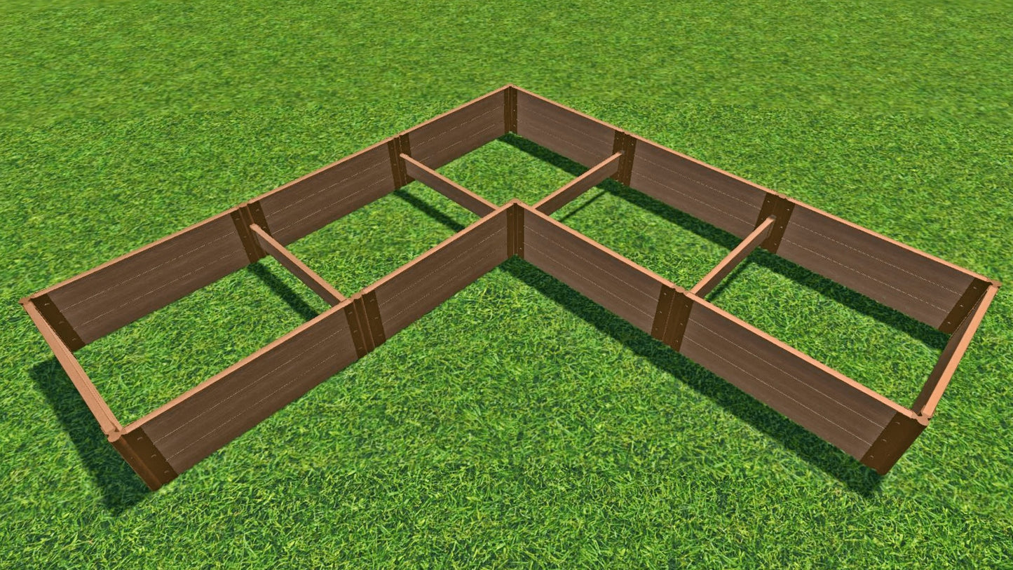 Tool-Free 'L-Shaped' 12' x 12' Raised Garden Bed Raised Garden Beds Frame It All Classic Sienna 2" 3 = 16.5"