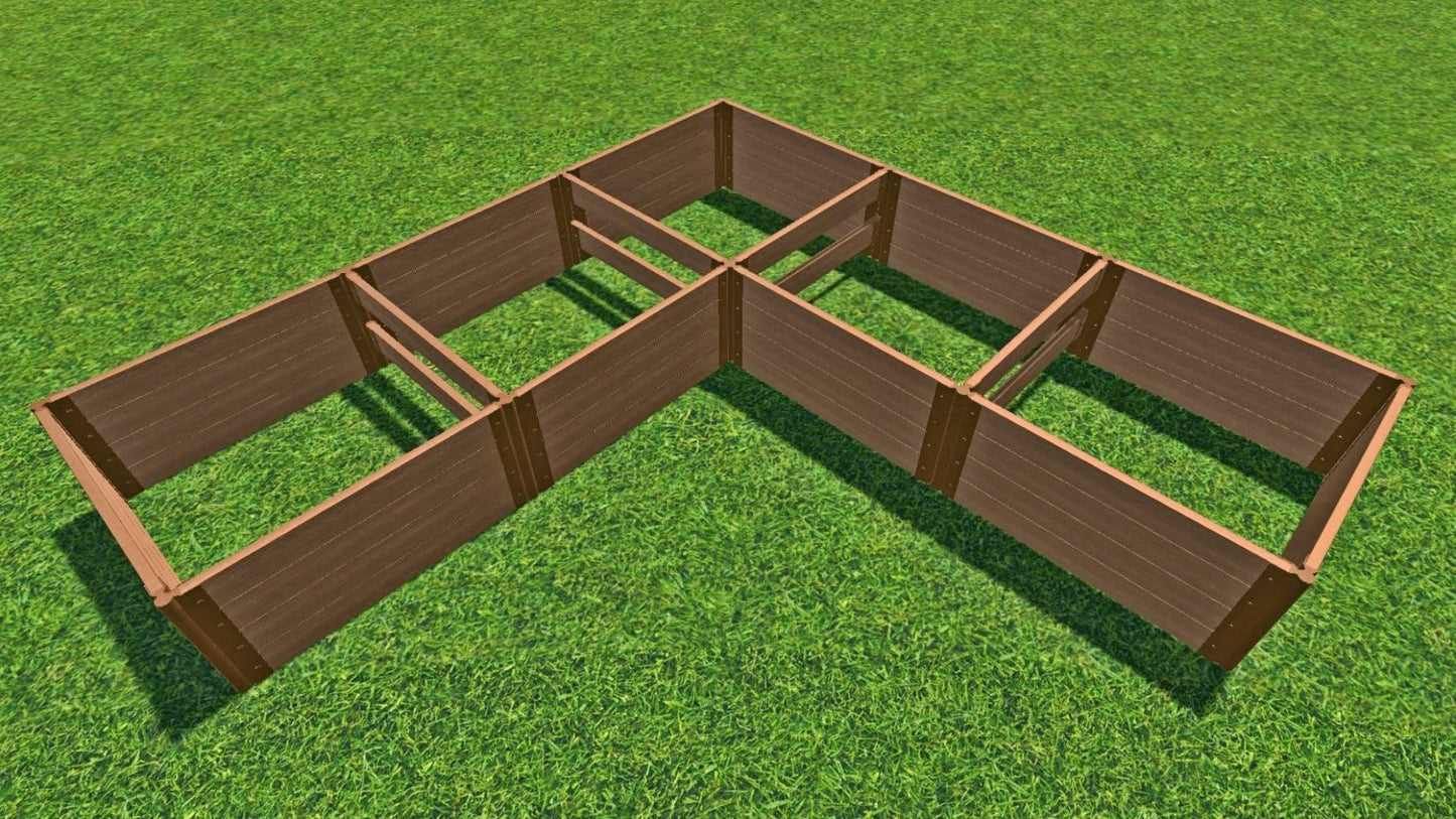 Tool-Free 'L-Shaped' 12' x 12' Raised Garden Bed Raised Garden Beds Frame It All Classic Sienna 2" 4 = 22"