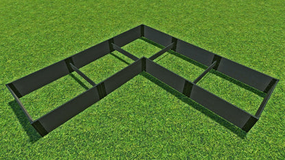 Tool-Free 'L-Shaped' 12' x 12' Raised Garden Bed Raised Garden Beds Frame It All Weathered Wood 1" 3 = 16.5"