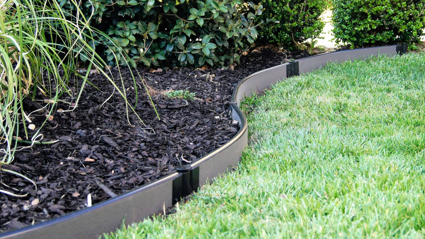 Tool-Free Landscape Edging Kit - Curved Boards Landscape Edging Frame It All Weathered Wood 1'' 16 Feet (Curved Boards)