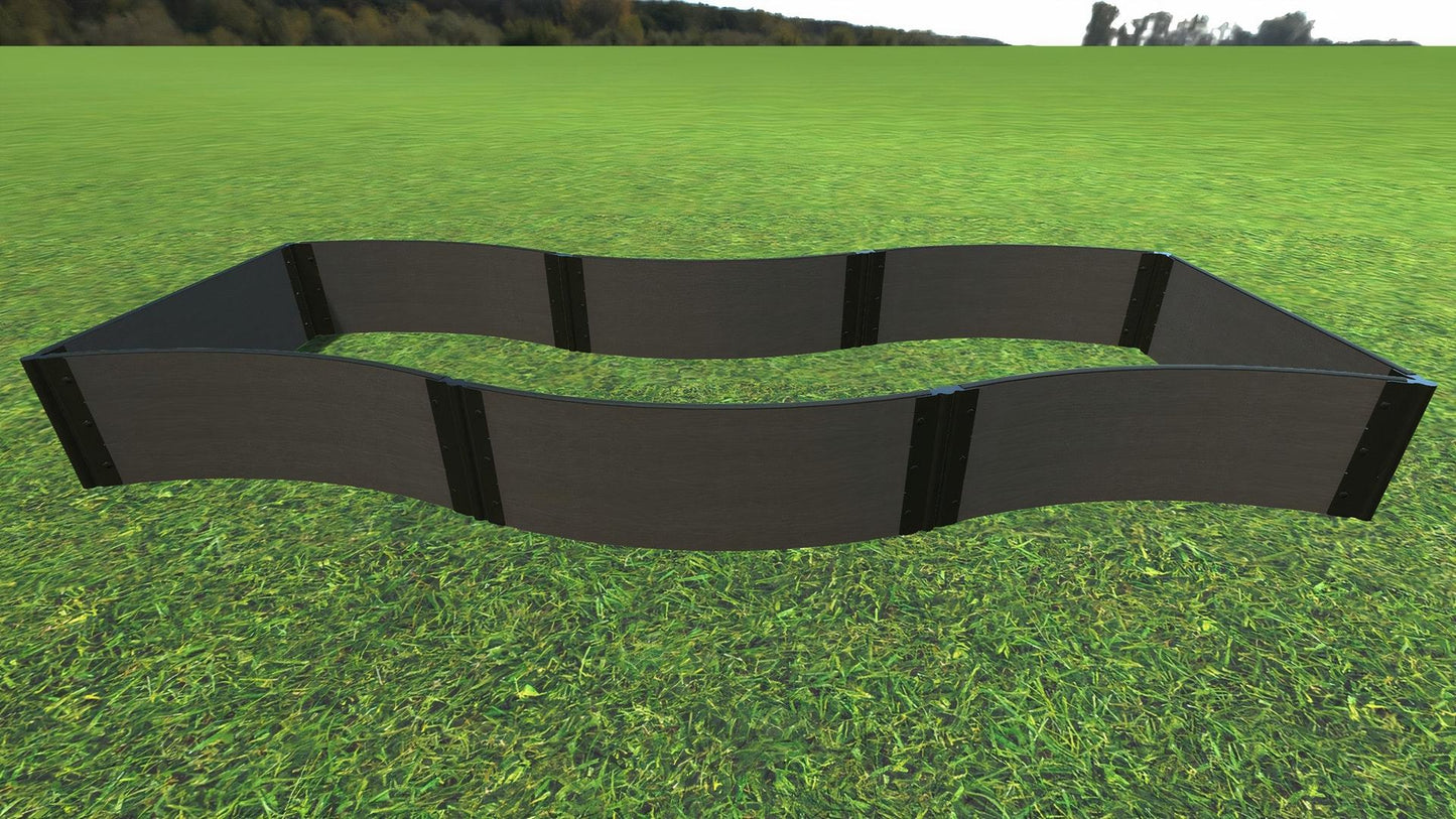Tool-Free 'Lazy Curve' - 4' x 12' Raised Garden Bed Raised Garden Beds Frame It All Weathered Wood 1" 3 = 16.5"