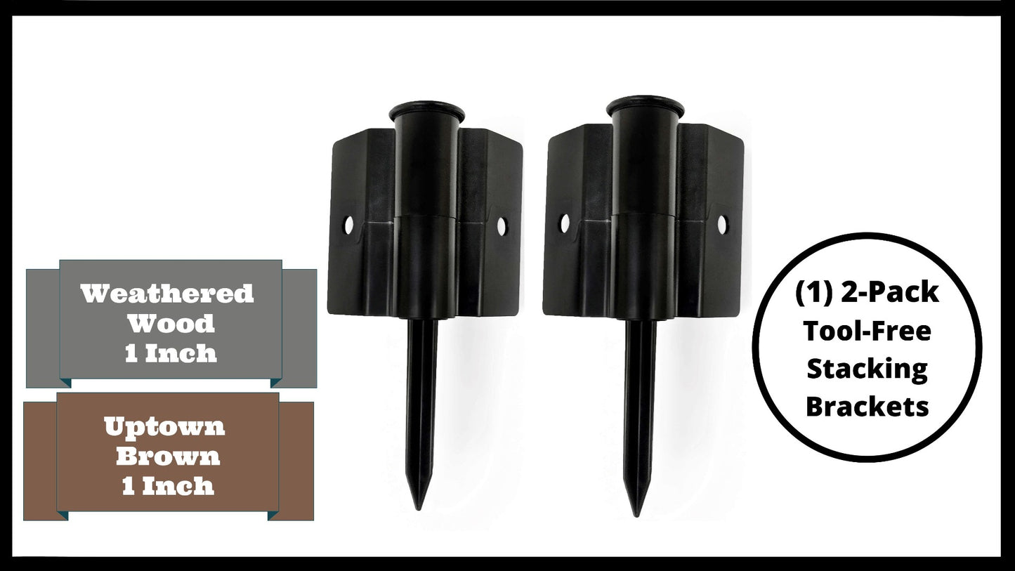 Tool-Free Snap-Lock Raised Garden Bed Brackets – 1” Stacking Bracket (2 pack Black) Parts Frame It All
