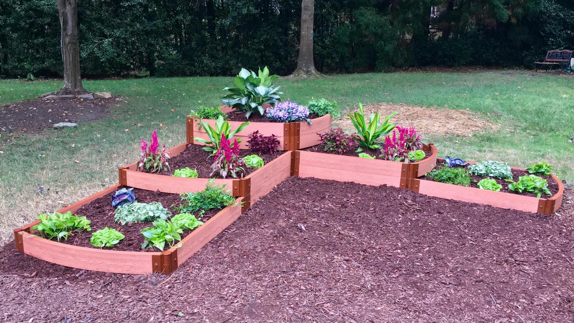 Tool-Free 'Split Waterfall' - 12' x 12' x 22" Terrace Garden Raised Bed (Triple Tier) Raised Garden Beds Frame It All Classic Sienna 2"