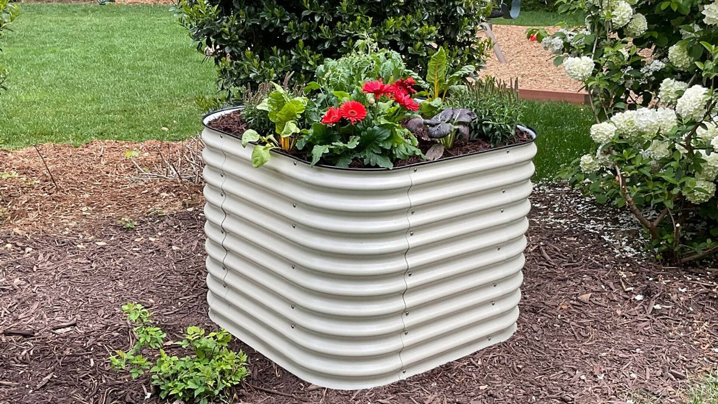 VegHerb's 6-in-1 Metal Raised Garden Bed (32" Height) Gardening VegHerb Ivory White