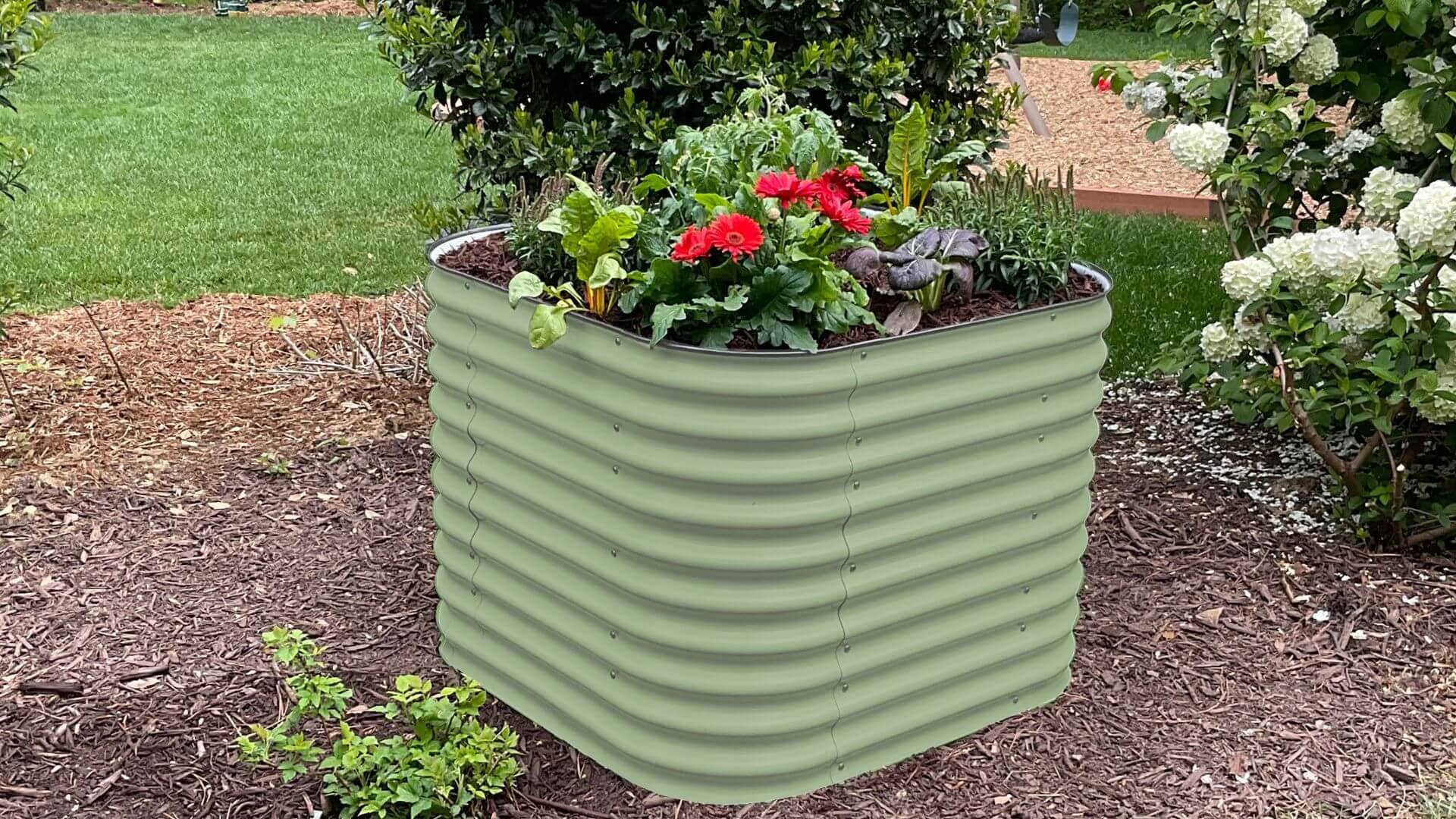 VegHerb's 6-in-1 Metal Raised Garden Bed (32" Height) Gardening VegHerb Sea Green