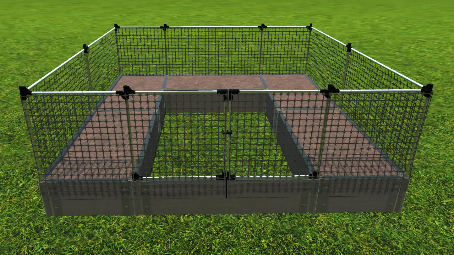 Walk-In 'Alamo' 8' x 8' Animal Barrier Raised Garden Bed - 2" Profile Raised Garden Beds Frame It All Weathered Wood 2 Inch 2 Levels = 11 Inches 2 Foot