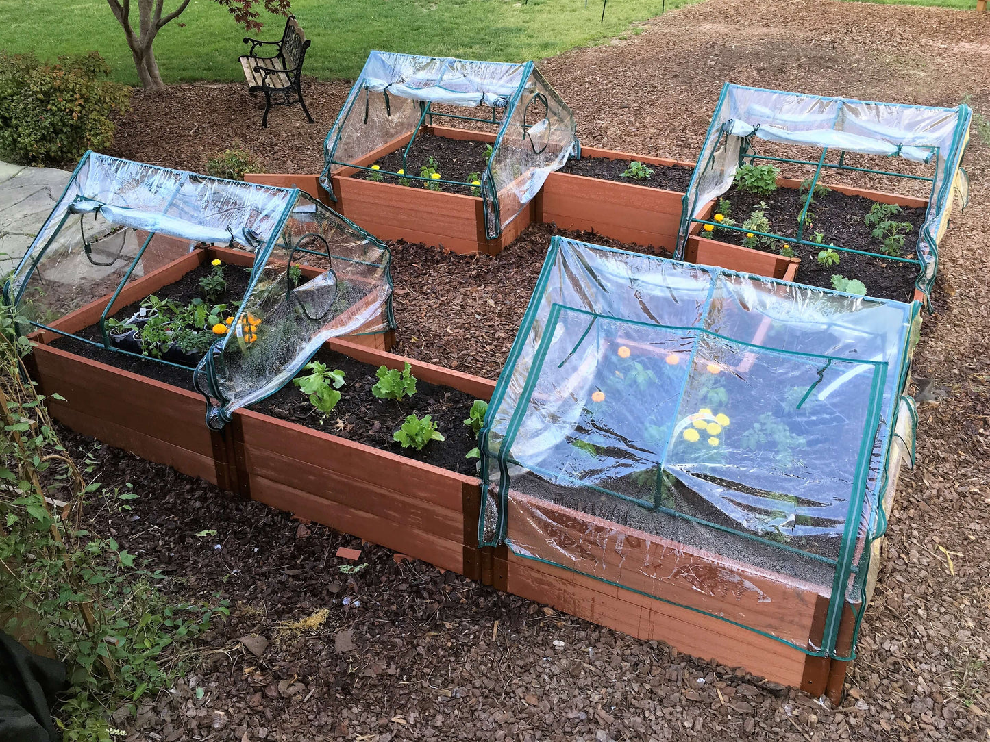 Walk-In 'Center Cross' 12' x 12' Animal Barrier Raised Garden Bed - 2" Profile Raised Garden Beds Frame It All