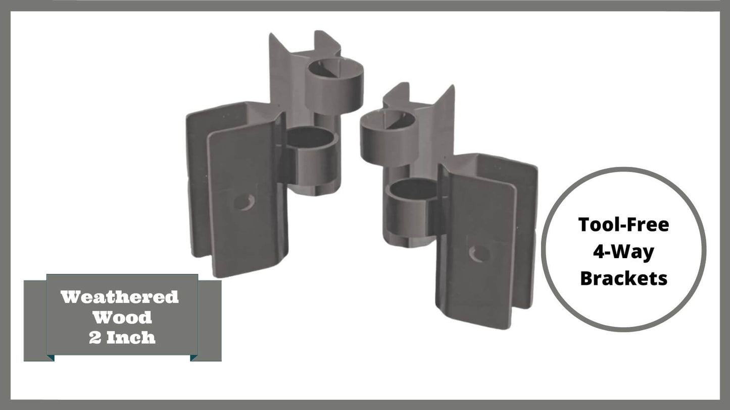 Weathered Wood 2" Profile Components Parts Frame It All 4-way Joint (2 Pack)