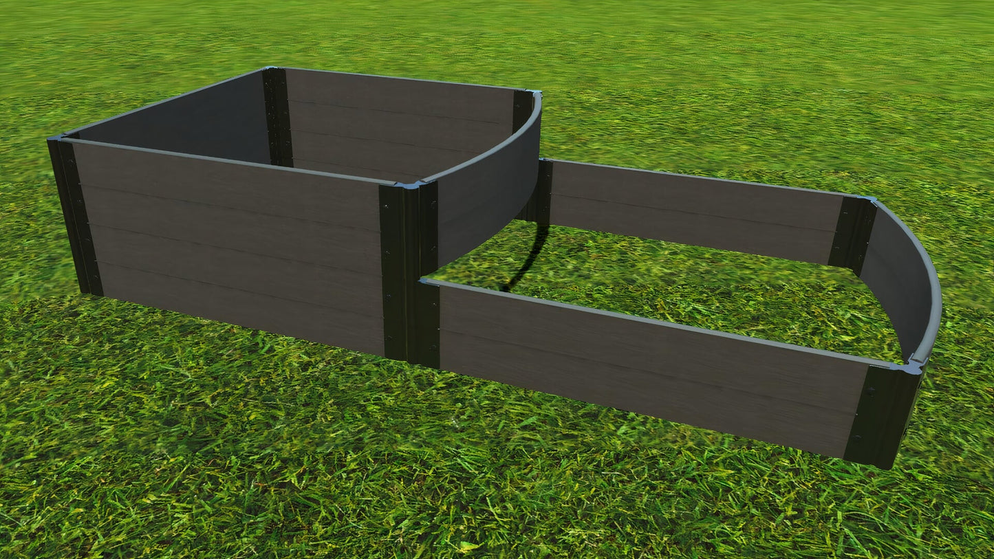 z-tbd 'Terraced Curved Design' - 4' x 8' x 22" Terrace Garden Raised Bed (Double Tier) Raised Garden Beds Frame It All Weathered Wood 1"