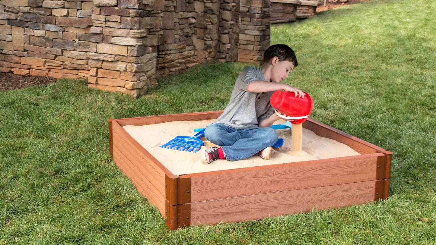 4' x 4' Composite Square Sandbox - 2 Inch Profile Sandboxes Frame It All Classic Sienna 2 Inch 11" Sandbox Only