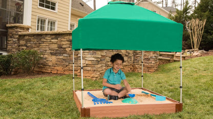 4' x 4' Composite Square Sandbox - 2 Inch Profile Sandboxes Frame It All Classic Sienna 2 Inch 5.5" Sandbox + Canopy Cover
