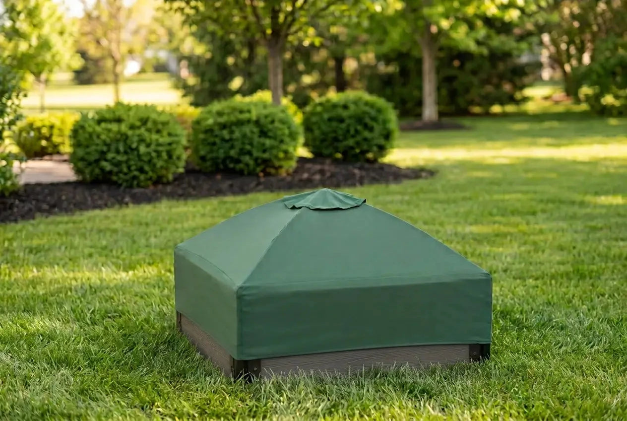 4' x 4' Composite Square Sandbox - 2 Inch Profile Sandboxes Frame It All Ironwood Sandbox + Collapsible Cover Plastic