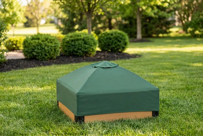 4' x 4' Composite Square Sandbox - 2 Inch Profile Sandboxes Frame It All Red Cedar Sandbox + Collapsible Cover Plastic