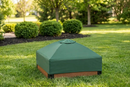 4' x 4' Composite Square Sandbox - 2 Inch Profile Sandboxes Frame It All Teak Sandbox + Collapsible Cover Plastic