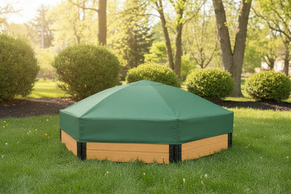 7' x 8' Composite Hexagon Sandbox - 2 Inch Profile Sandboxes Frame It All Red Cedar Sandbox + Cover Plastic