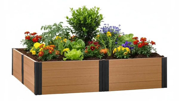 Frame It All composite raised garden beds in an 8 by 8 layout
