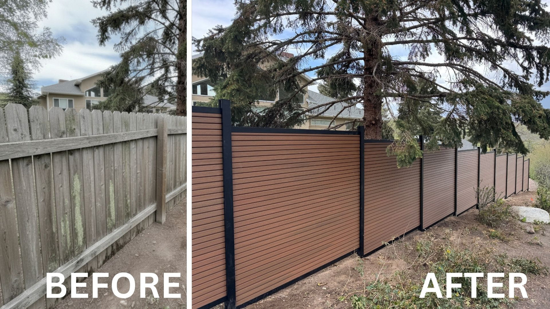 Valla Composite Riviera | Machimbrada | Vertical u Horizontal | Frame It All before and after