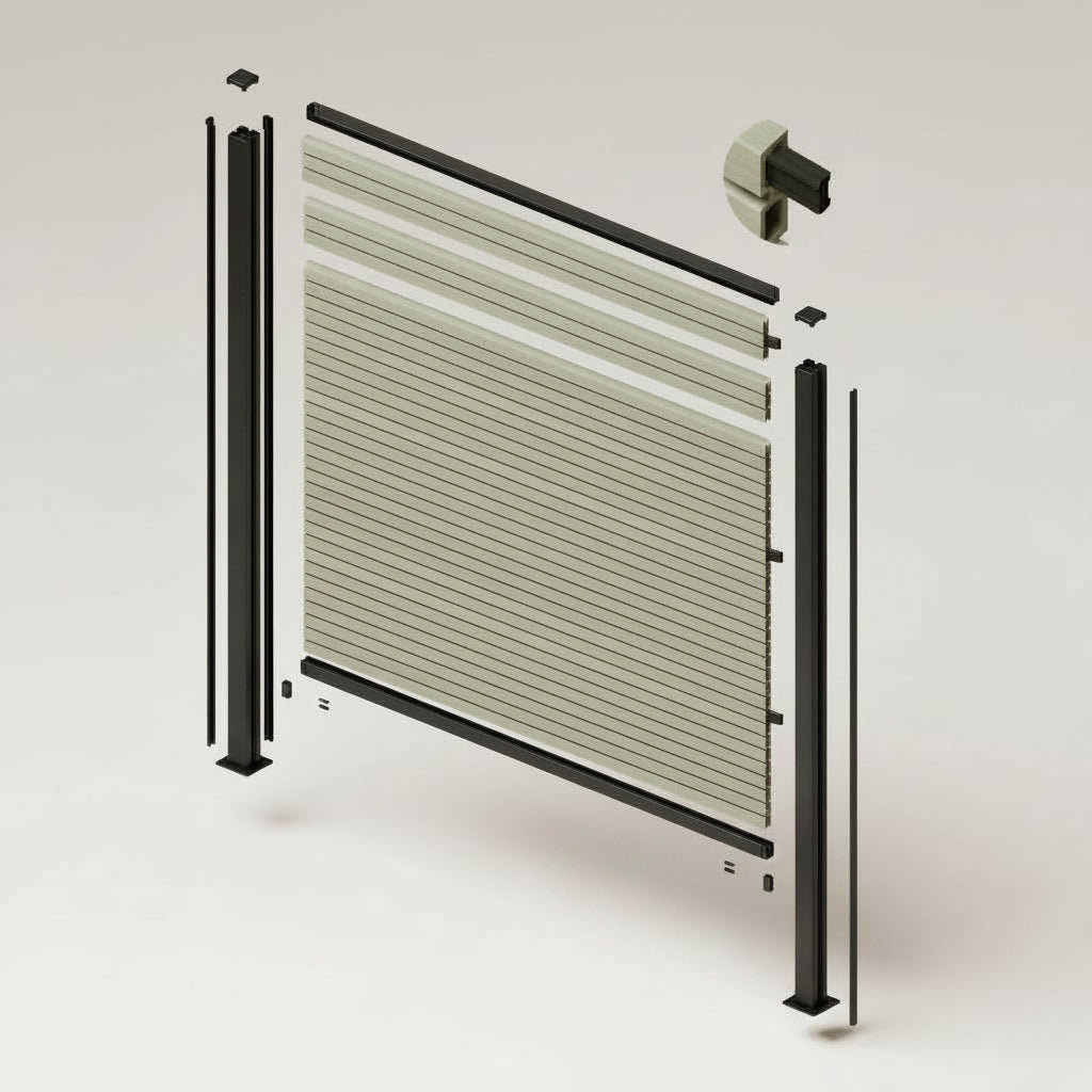 Valla Composite Riviera | Machimbrada | Vertical u Horizontal | Frame It All exploded view