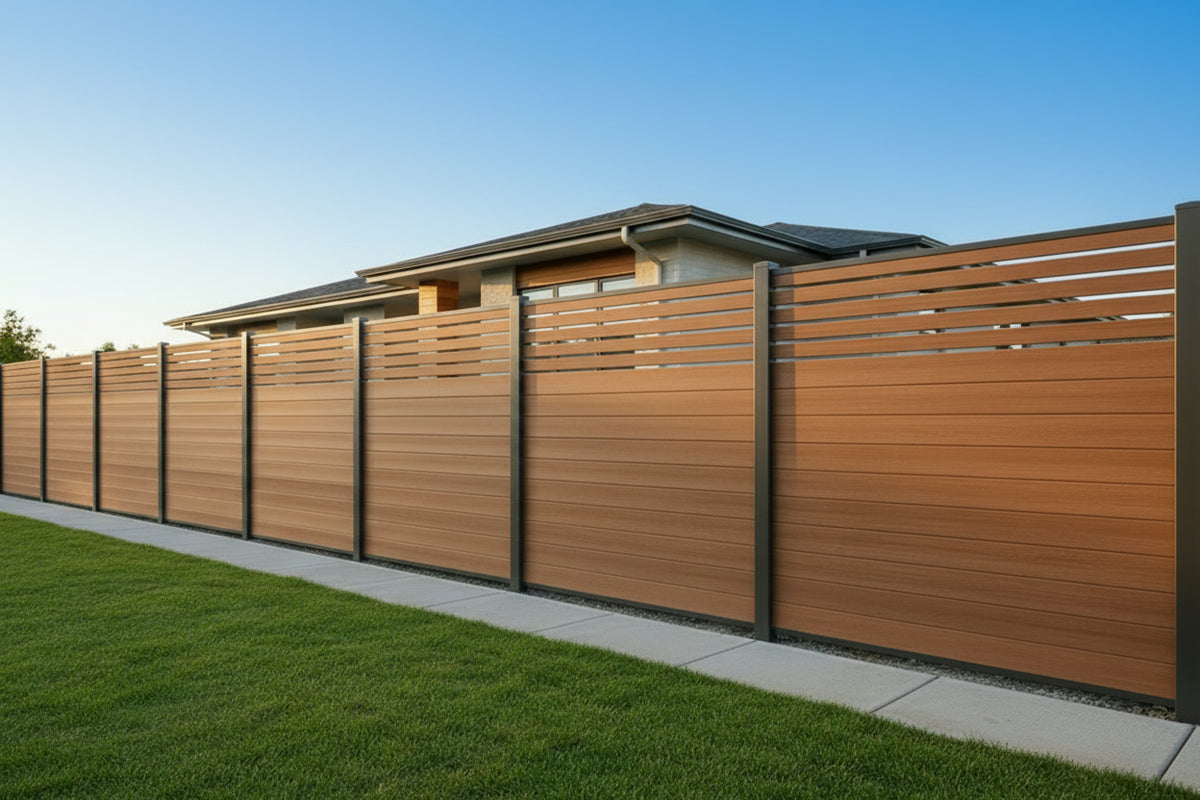 Composite Privacy Fence | Valla Horizontal Fence System | Frame It All &mdash; alternate top style