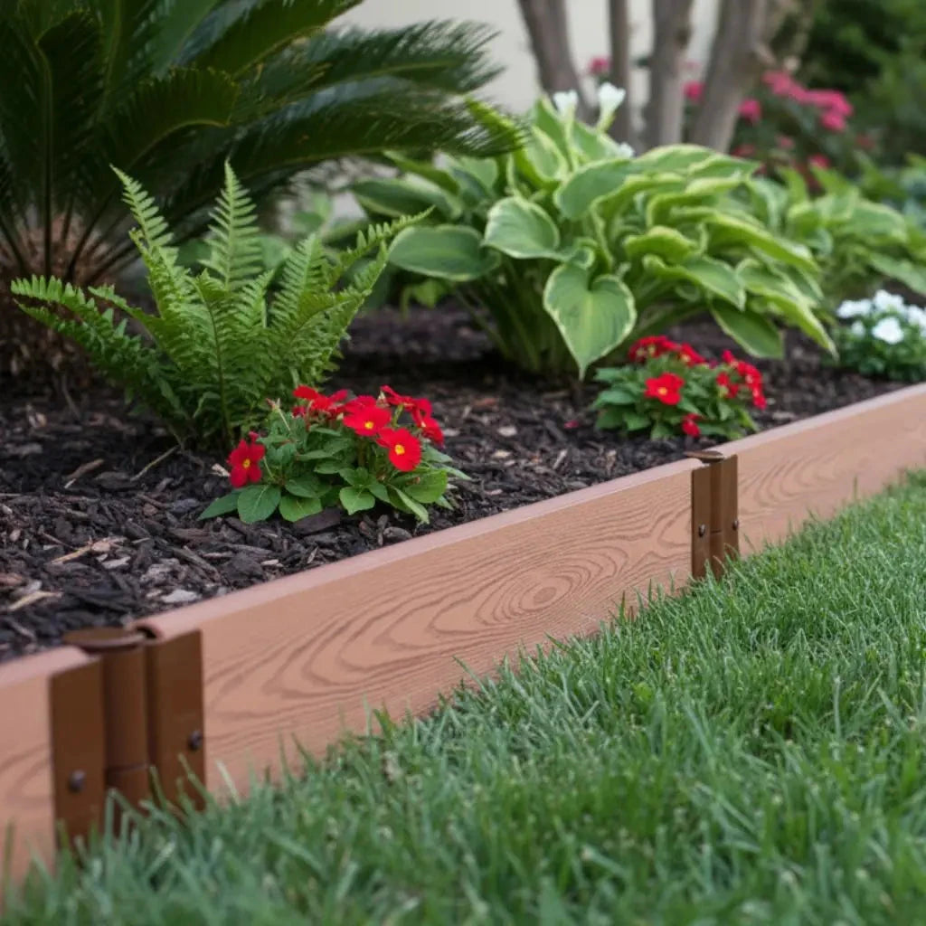 Composite Landscape Edging Kit Landscape Edging Frame It All Classic Sienna Straight 1" Profile 16 Feet (4 Straight Boards)