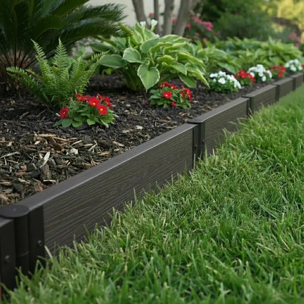 Composite Landscape Edging Kit Landscape Edging Frame It All Ironwood Straight 2" Profile 16 Feet (4 Boards)